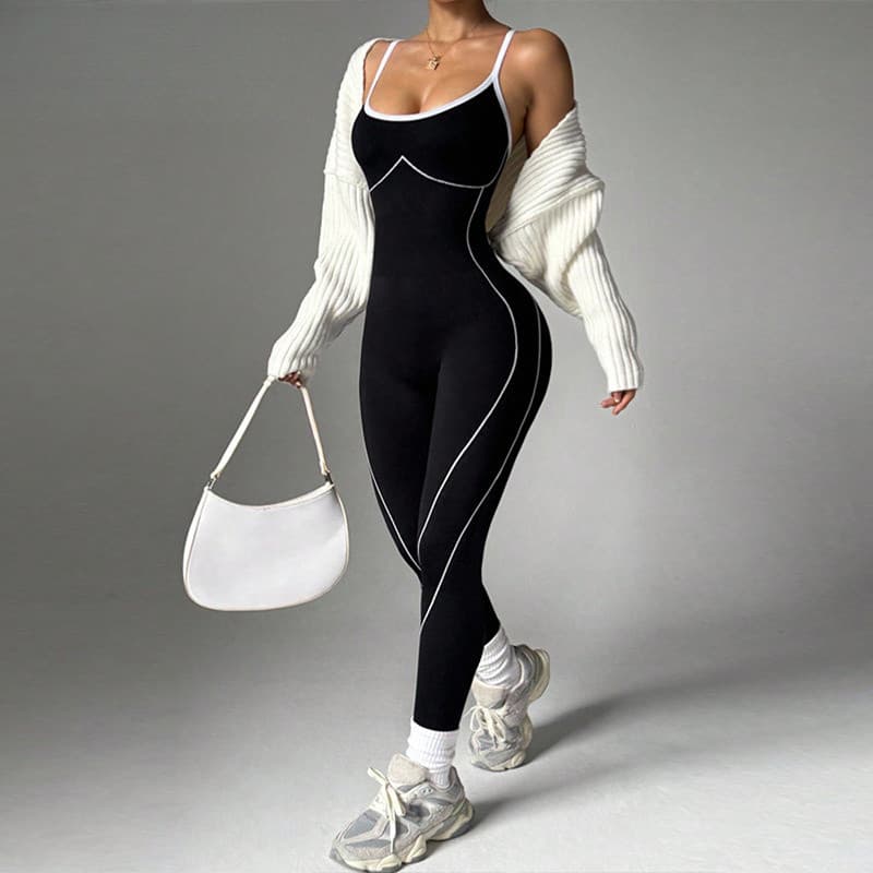 Roupa de yoga de peça única, roupa esportiva, fitness, peça única, feminina FS2M