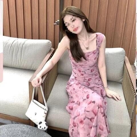 Vestido floral vestido à beira-mar férias rosa floral estilingue vestido feminino verão fino ajuste elegante bonito sem 