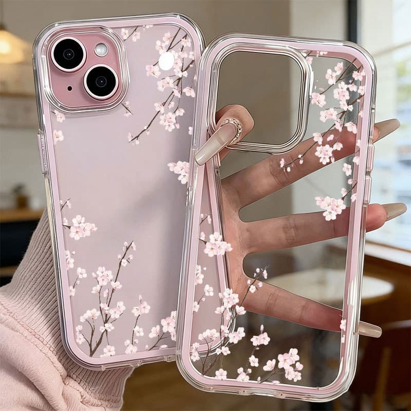 Capinha De Celular Capinha Para iPhone 17 16 15 14 13 12 11 XR Pro Max Plus Normal Flores Rosa 3 Em 1 Ins Capa