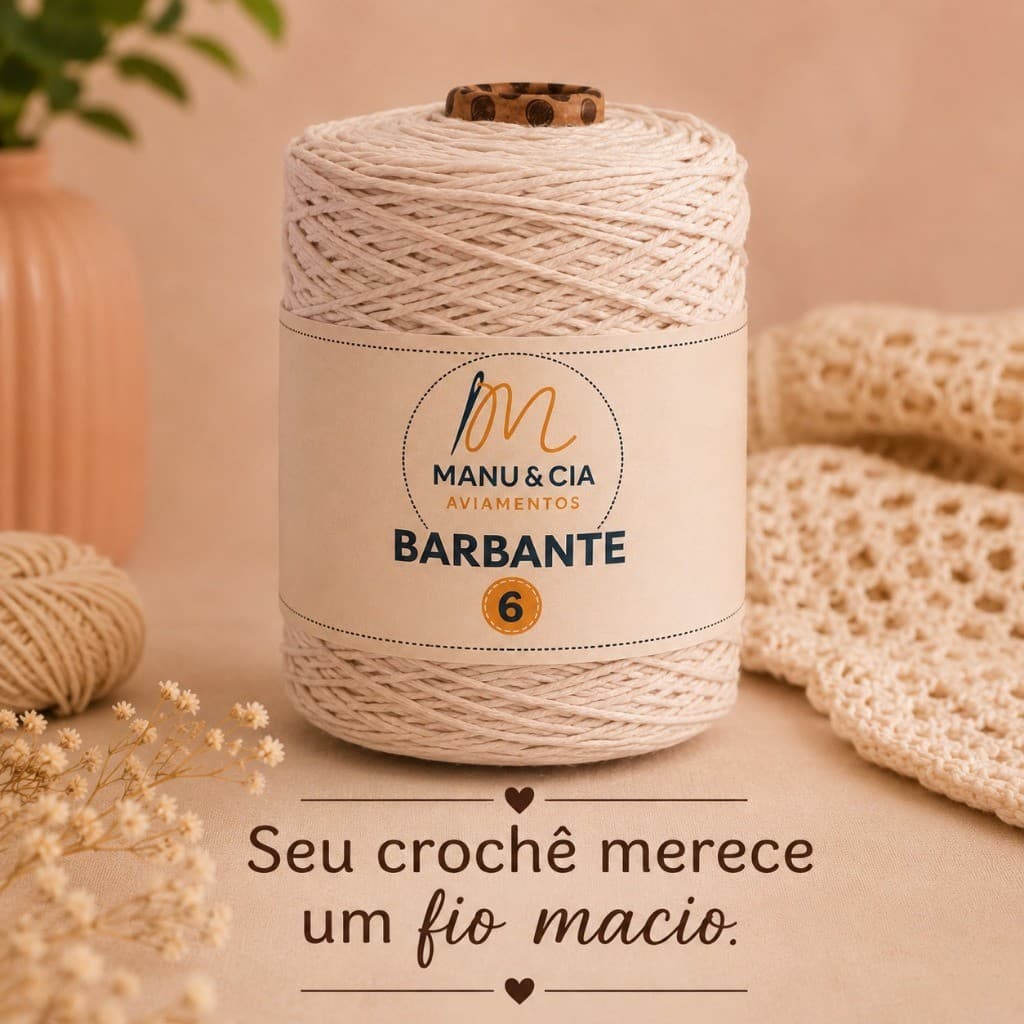 Barbante Crú Nº6 para Crochê | Fio Algodão Artesanato Resistente e Fácil de Trabalhar