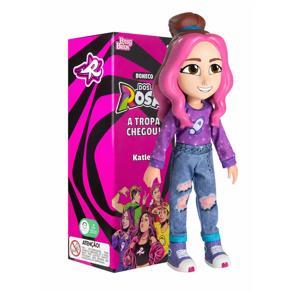 Boneca Katlen Dos Rosa Youtuber Infantil Boneca Articulada em Vinil 26cm - Baby Brink
