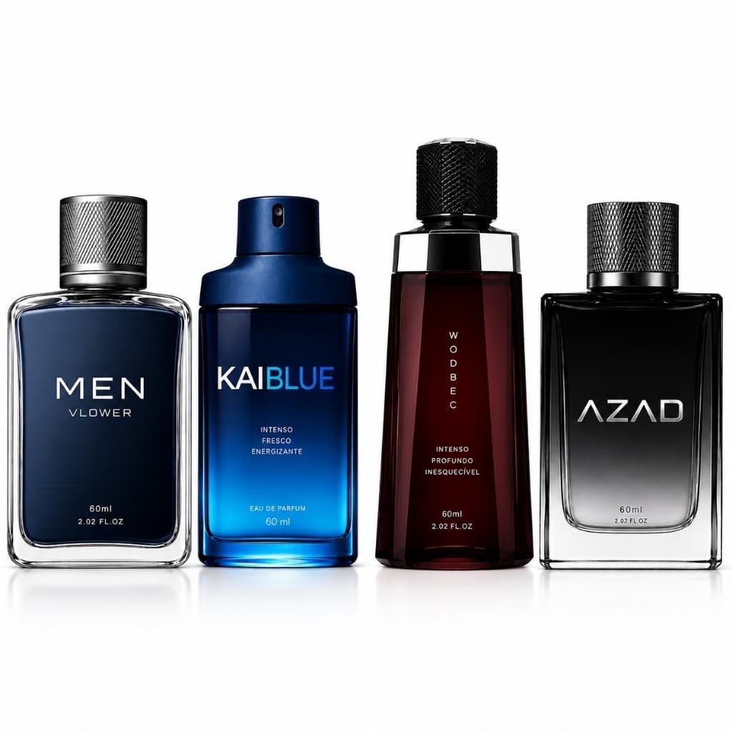 KIT 4 PERFUMES MASCULINO IMPORTADO HOMEM KAIBLUE AZAD WODBEC SPRAY