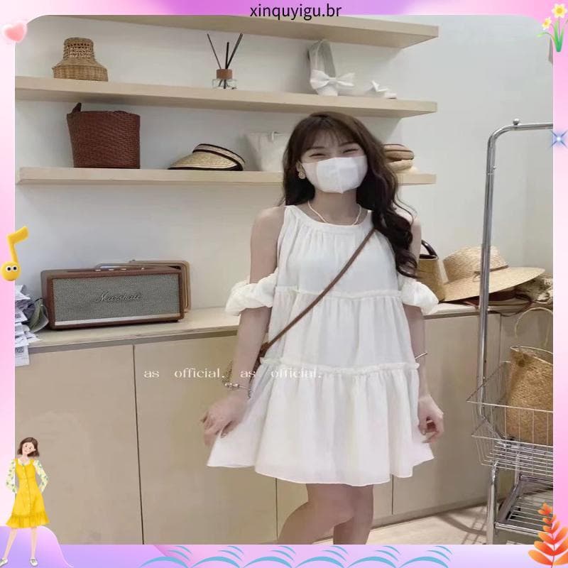 2023 estilo coreano doce lindo vestido estilingue feminino verão pequeno francês chique único vestido de princesa sem al