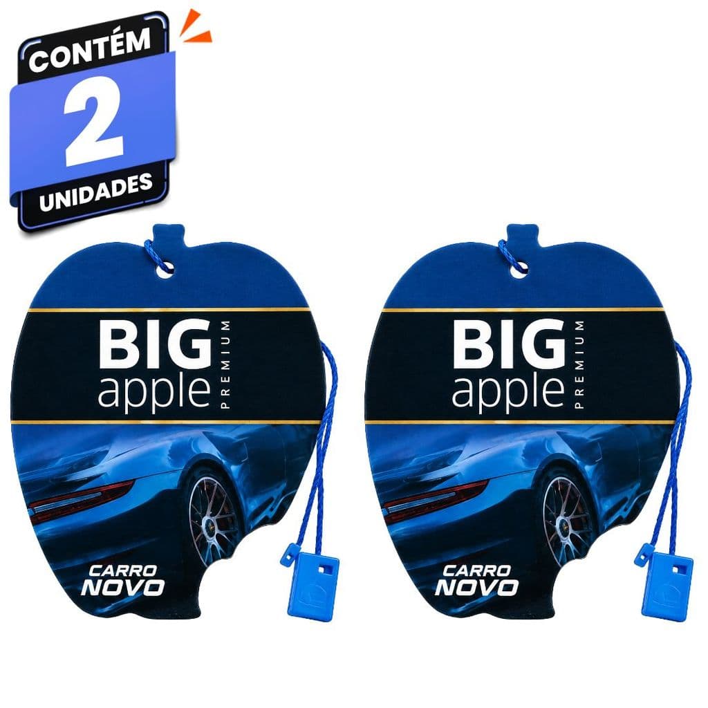 Kit 2 Aromatizantes Premium Para Carro Big Apple Carro Novo Sachê Automotivo Couro Aroma Fresco até 5 Semanas