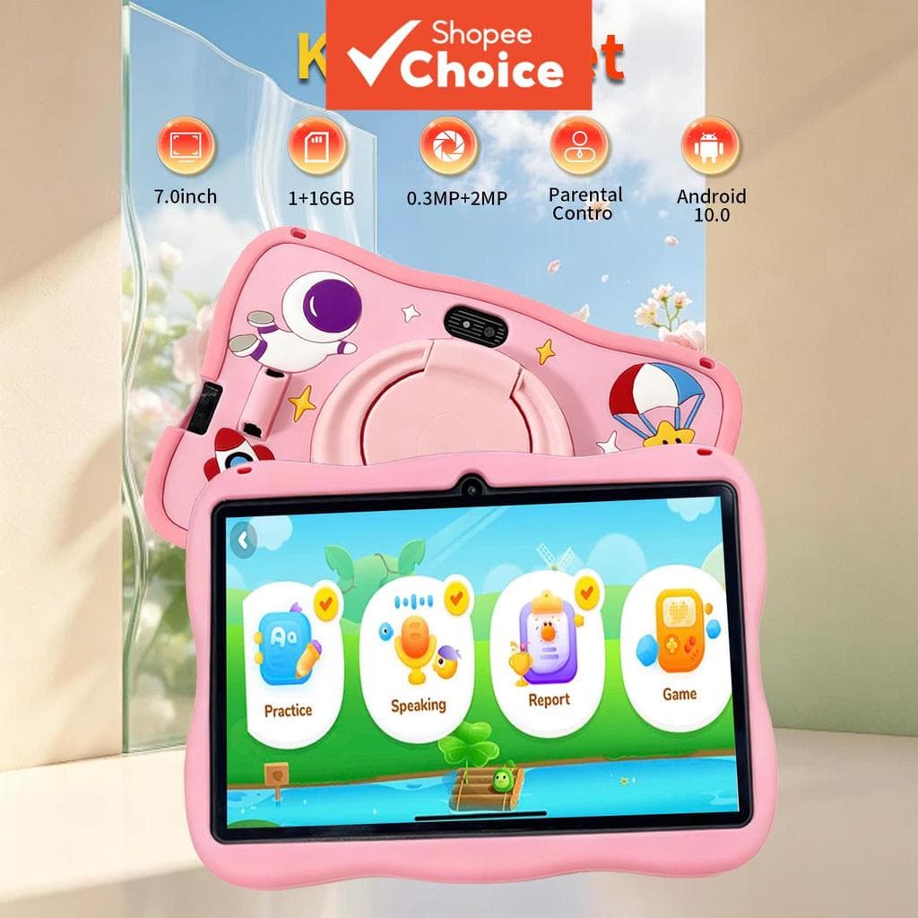 Tablet infantil de 7 polegadas com Wi-Fi, Bluetooth e Android, ultra resistente
