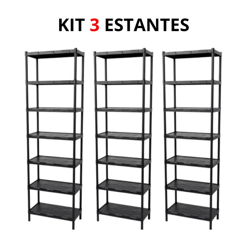 Kit 3 Estante de 2 à 7 Prateleiras Multiuso Modular Organizadora Quarto Cozinha Lavanderia Reforçada
