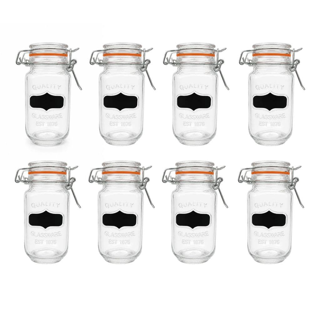 Kit 8 Pote De Vidro Hermético 160ml Com Tampa E Trava Para Temperos Grãos E Condimentos
