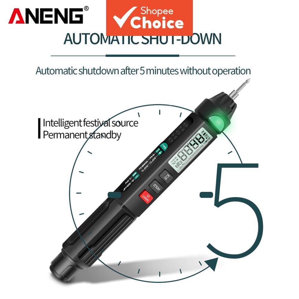 ANENG A3007 Multímetro Digital Tipo Caneta RMS Verdadeiro 1000V DC/CA Tensão Resistência Capacitância Temperatura NCV