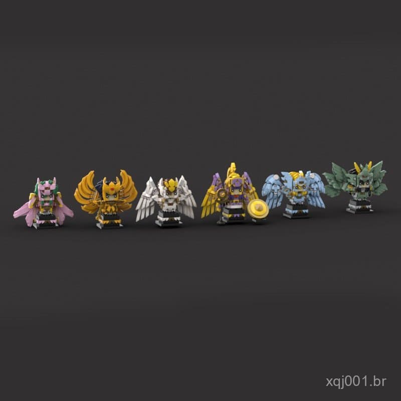 Blocos de montar MOC compatíveis com LEGO, Série Square Head, Golden Saint Seiya, modelo de montagem de pequenas peças.