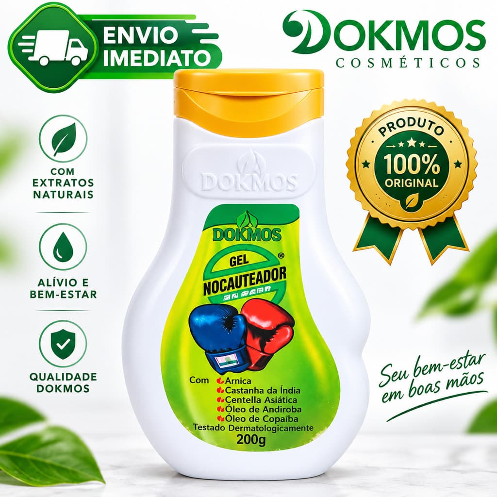 Nocauteador Gel Massageador Dokmos 200g Arnica Dores Musculares Alivio Imediato Envio Imediato
