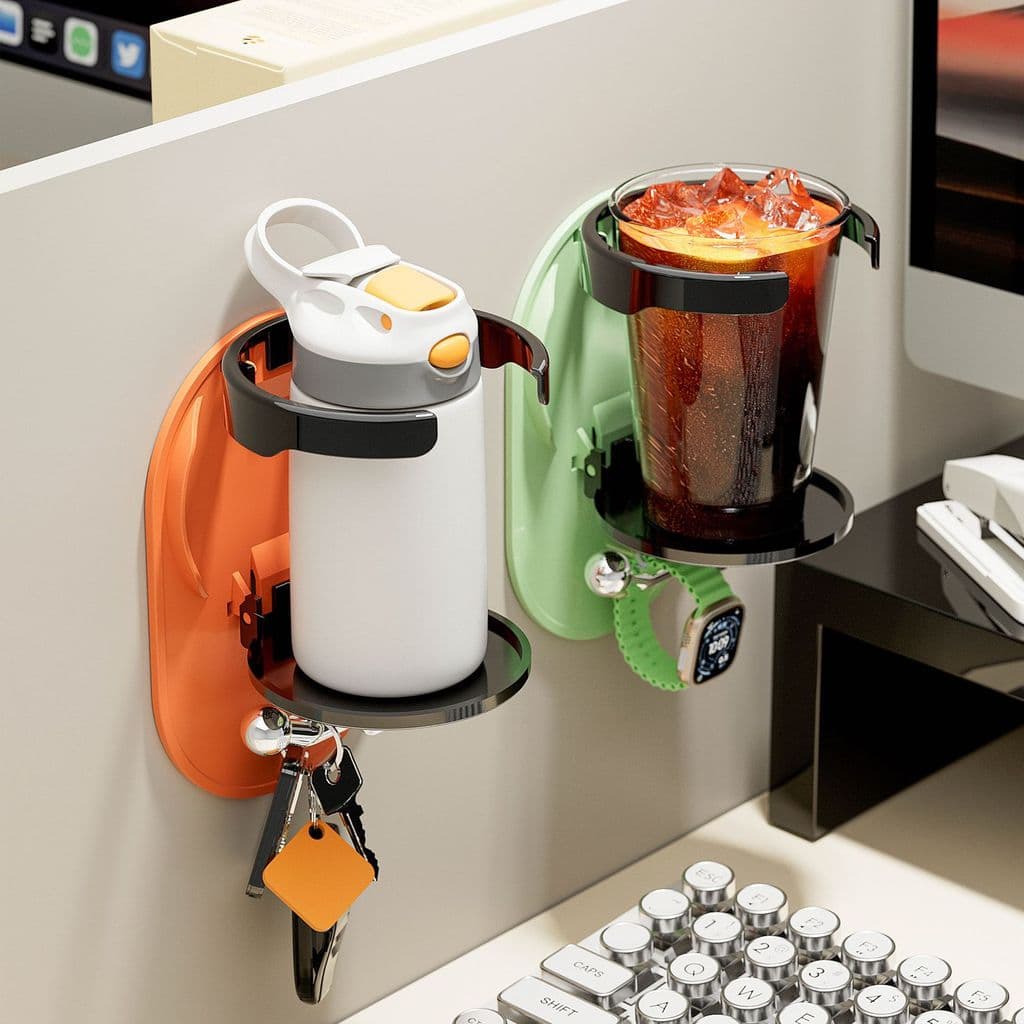 Suporte dobrável para copos de mesa, organizador de café, prateleira de armazenamento sem furos, suporte de parede para 