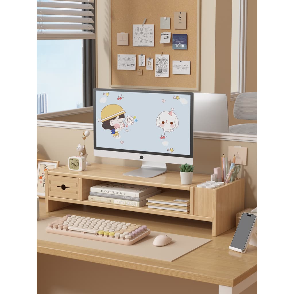 Computador de mesa Rack elevado Monitor desktop Base elevada prateleira desktop Display suporte armazenamento