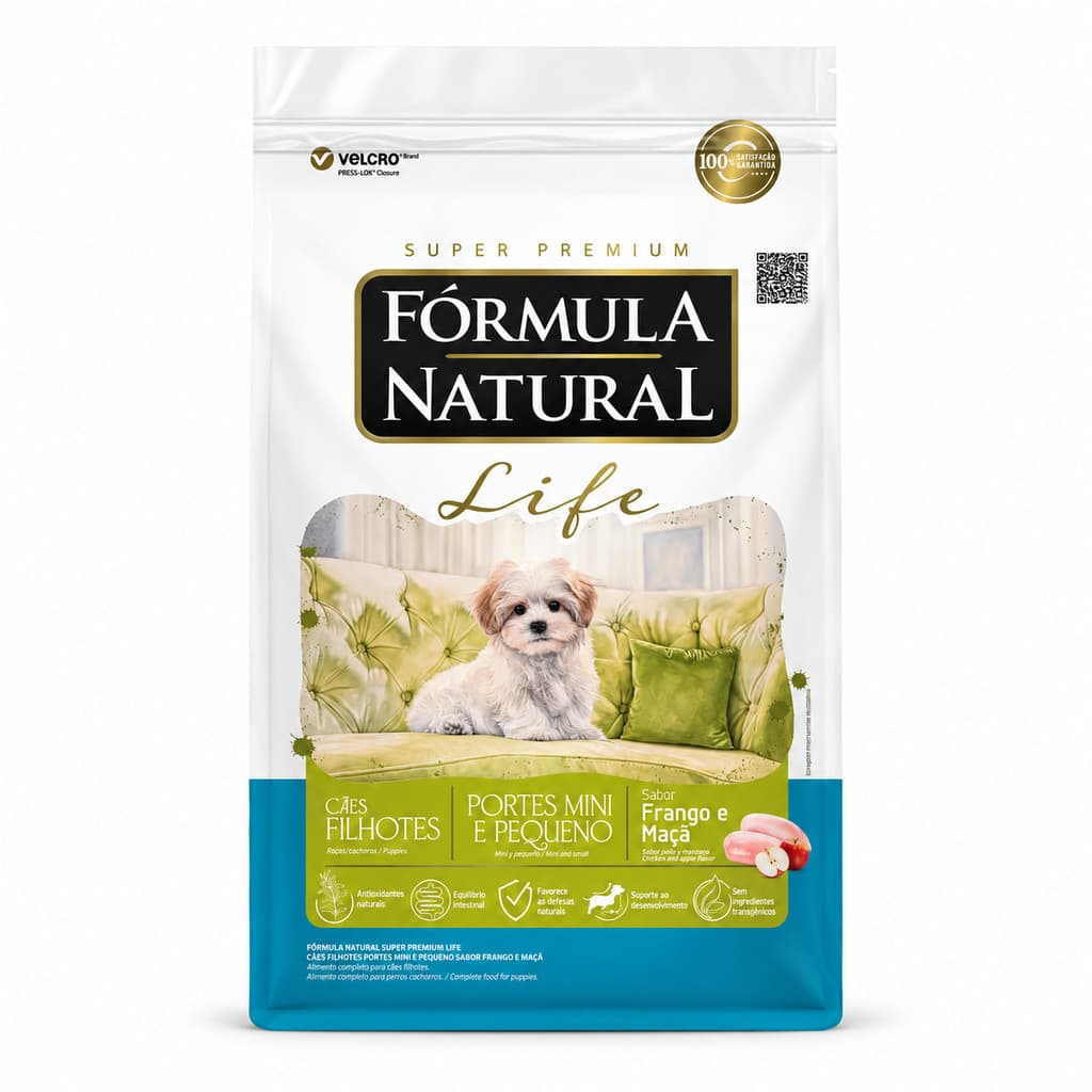 Ração Para Cachorro Filhote Fórmula Natural Life Frango e Maçã Porte Mini Pequeno 2,5kg