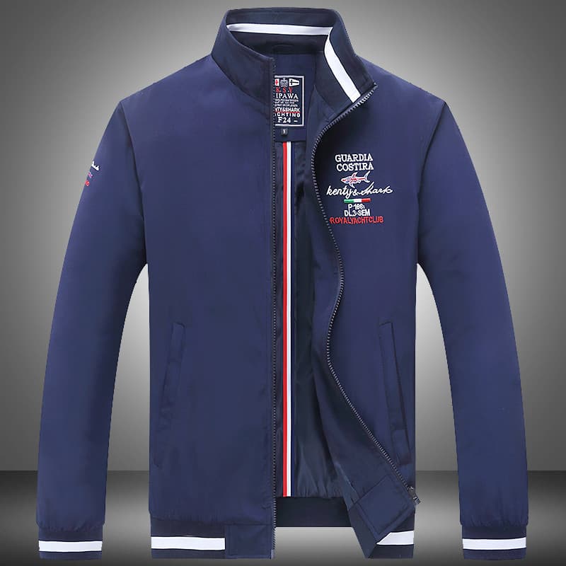 Jaqueta masculina de tubarão genuíno gola Slim-fit estilo fino bordado solto outono Plus Size jaqueta masculina Tren
