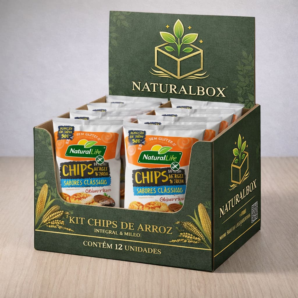 Kit 12 Chips de Arroz Integral Churrasco 70g – Leve, Saudável e Ideal para Lanche