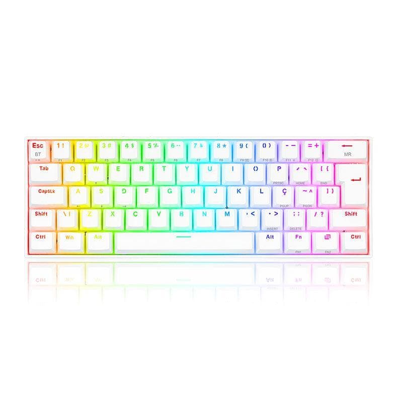 Teclado Mecanico Gamer Redragon Draconic PRO, RGB, ABNT2 60%, Switch Azul, Branco, K530W-RGB-PRO (PT-BLUE)