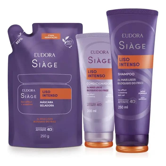 Siàge Liso Intenso Shampoo + Condicionador + Máscara Refil