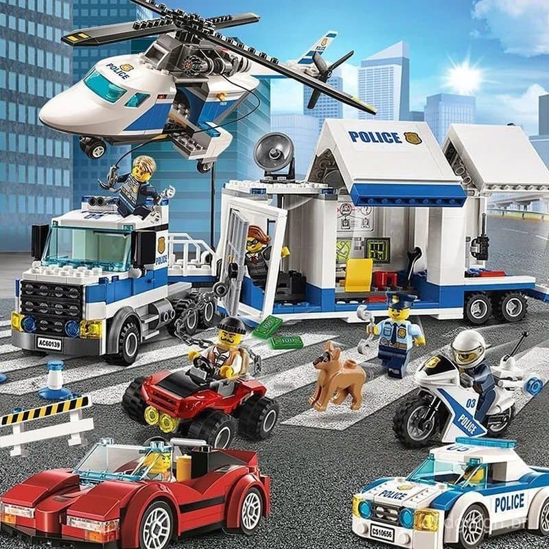 Compatível com blocos de montar da série Lego City, quartel-general da polícia, avião, centro de comando, carro, meninos