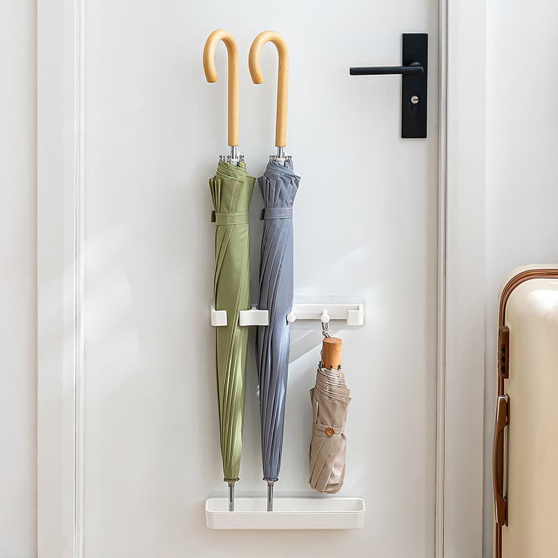 Suporte de parede para guarda-chuvas com drenagem, prateleira de armazenamento para uso doméstico, suporte para guarda-c