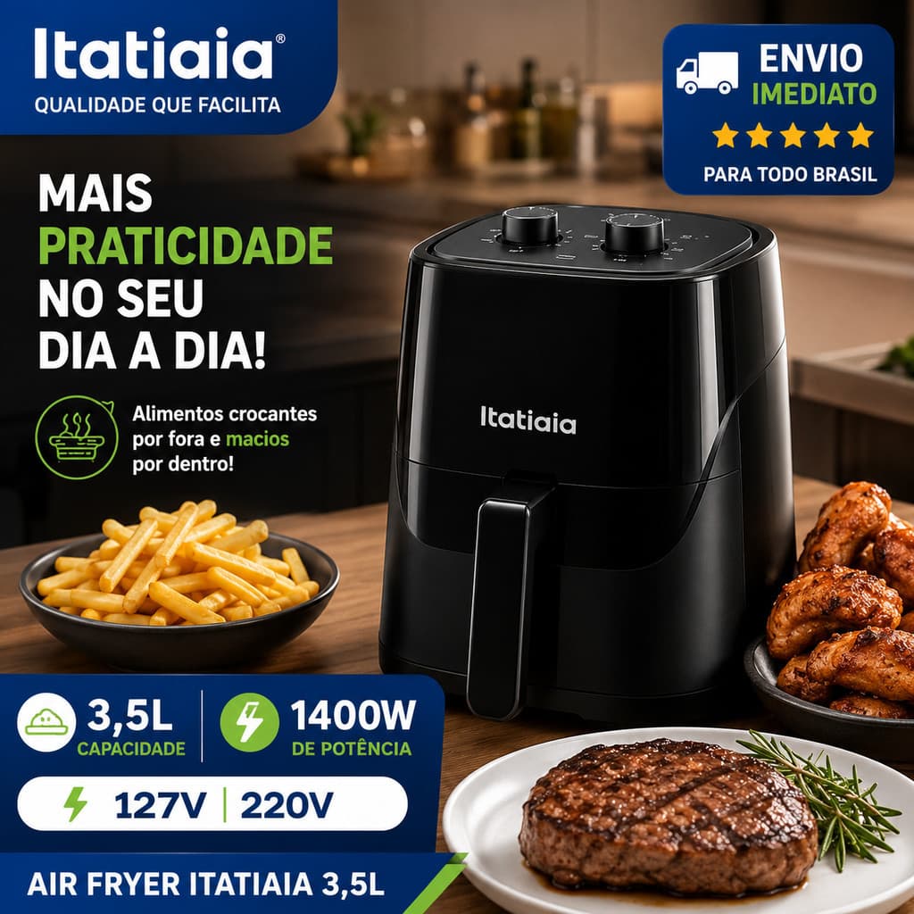 Fritadeira ITATIAIA Sem Óleo 3,5 Litros 1400W 127V