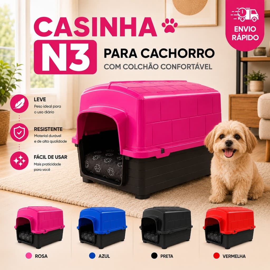 Casinha Para Cachorro Premium Com Caminha Super Confortável e Resistente Casinha Para Cães N3