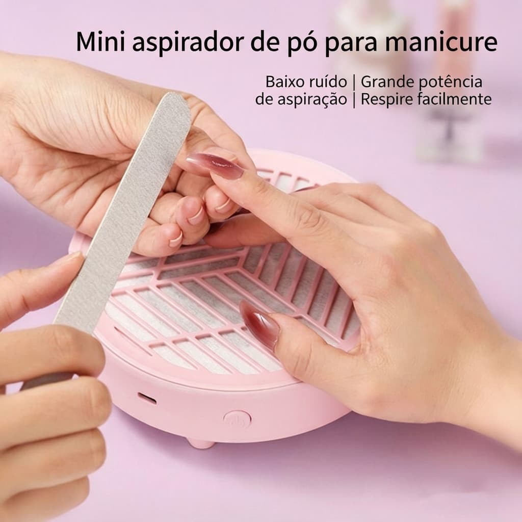 Coletor de pó para unhas com 10 refis de filtro  Portátil USB sem bateria, aspirador elétrico para manicure em unhas de