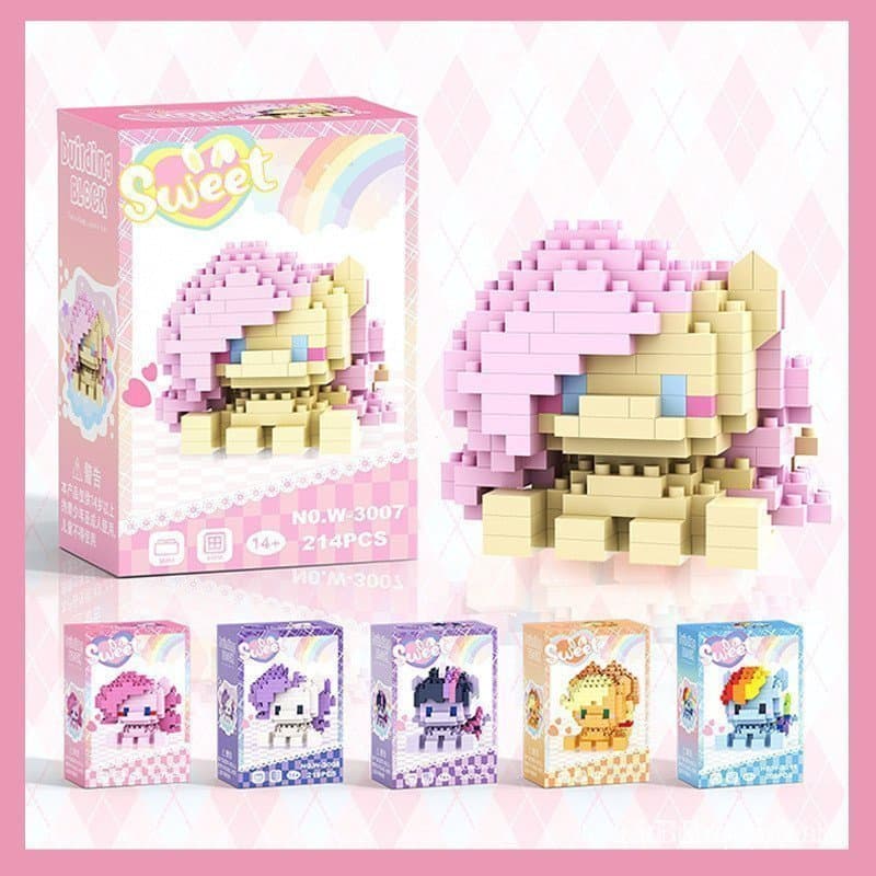 Blocos de Montar de Pônei de Desenho Animado Compatíveis com Lego, Decoração Educacional de Mesa para Crianças