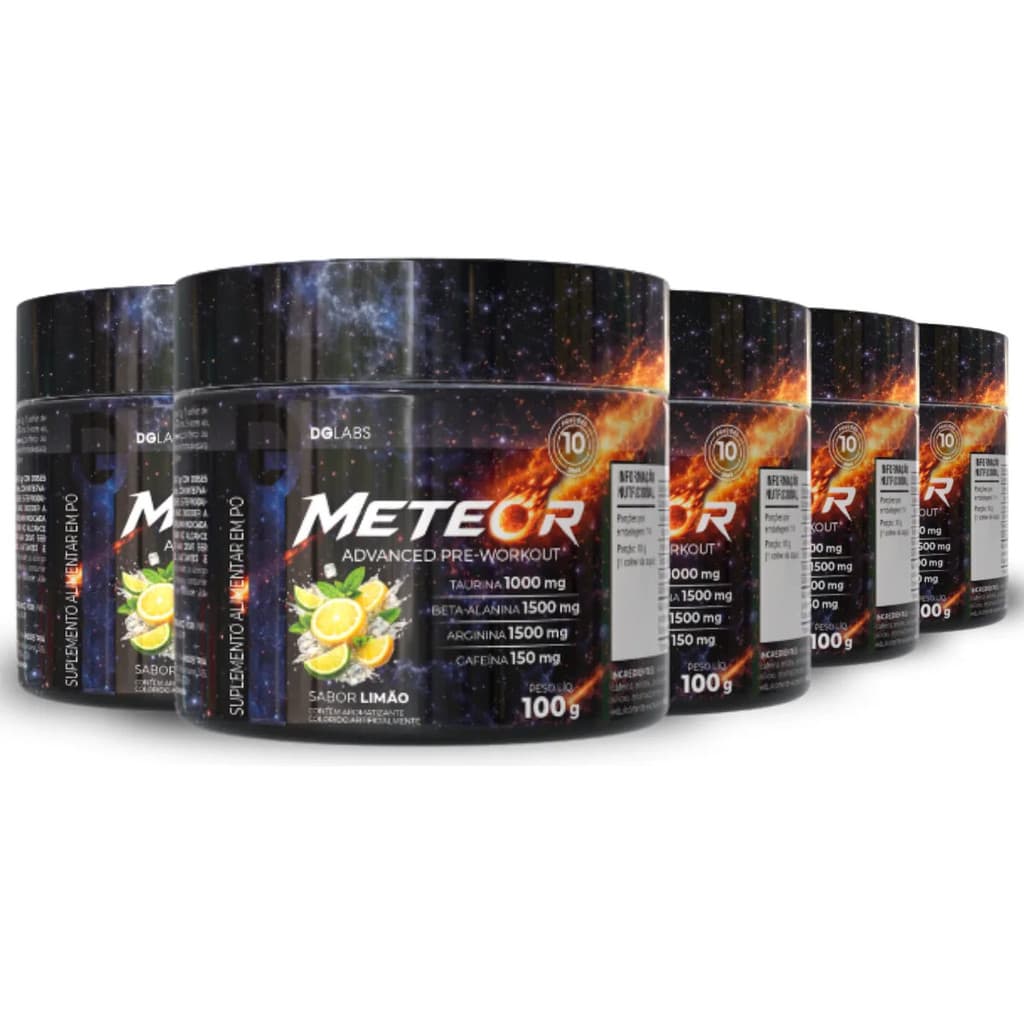 Kit 5x Pré-treino Meteor 100g Dg Labs Suplemento Para Treino