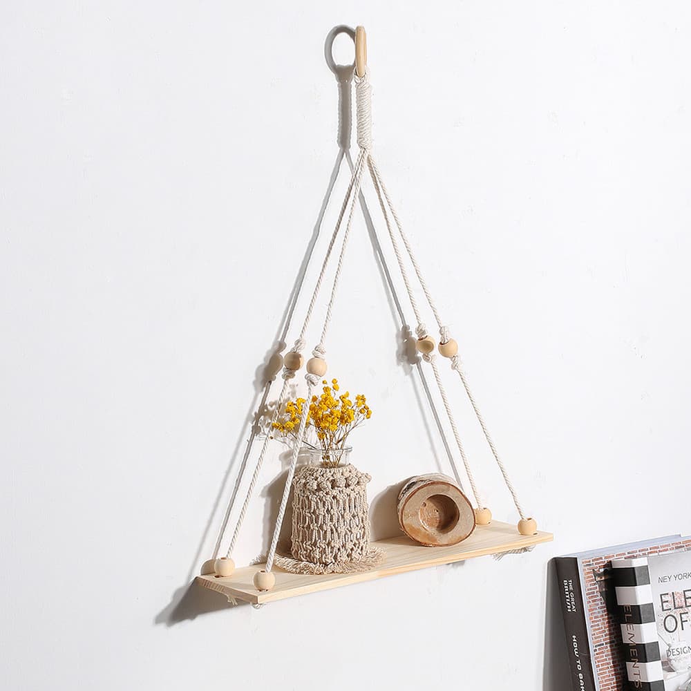 Venda quente-estilo boêmio mão-tecido tapeçaria prateleira borla parede pendurado flor suporte decoração de parede tapeç