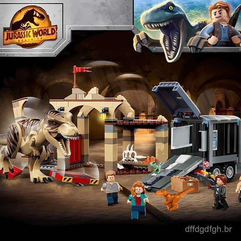 Blocos de montar Lego, série Parque dos Dinossauros, Tyrannosaurus Rex, Ladrão Rex em fuga, brinquedos montáveis para cr