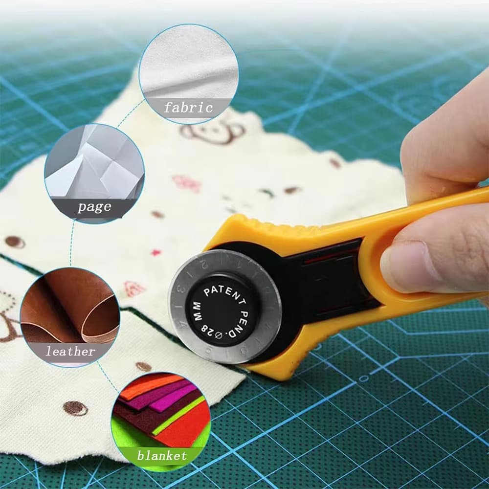 28mm Cortador Rotativo com Escala Patchwork Rolo Couro Corte Tecido Ferramenta de Costura