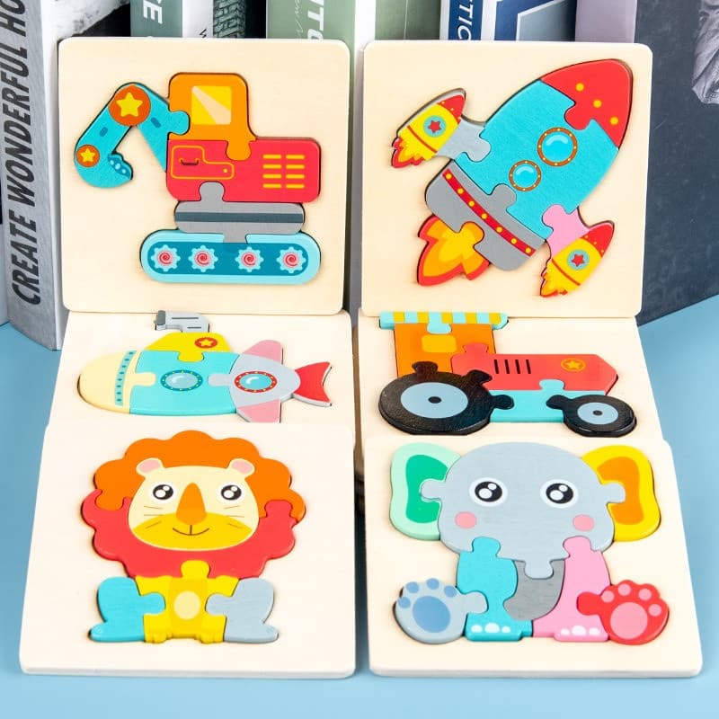 Brinquedos de madeira para bebês Montessori 3D brinquedos educativos, adequados para crianças de 2 a 4 anos