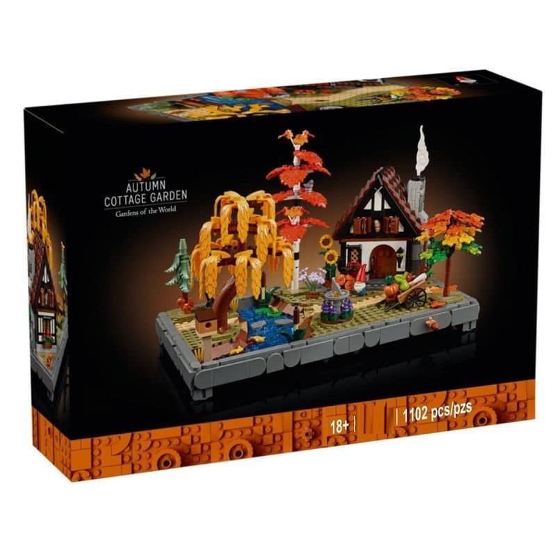 1102 peças de blocos de montar Lego, ícones da série de outono, cabana de jardim, bonsai, brinquedo de blocos de montar 