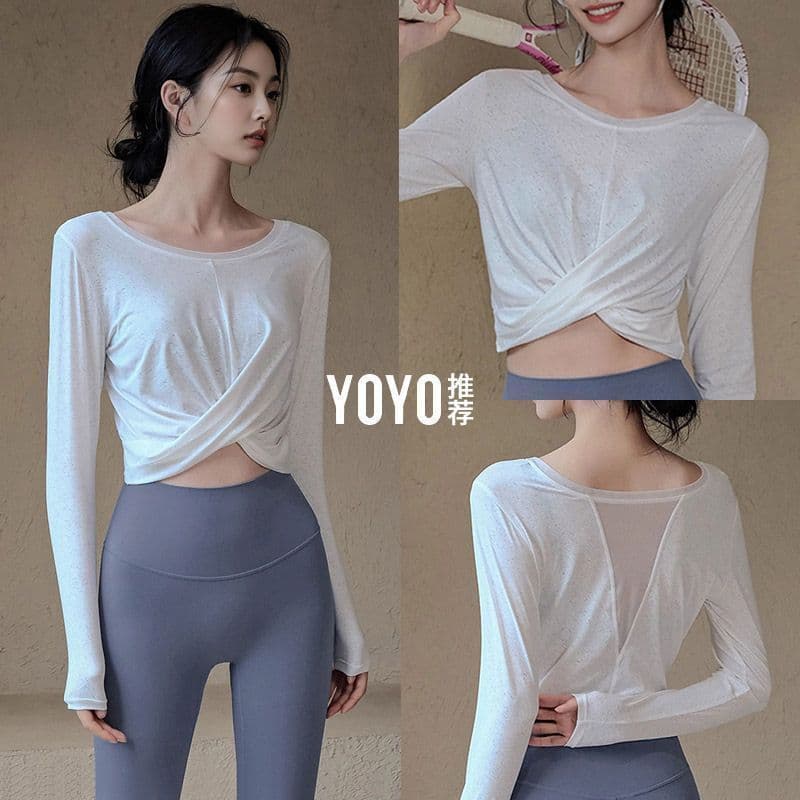 Roupas de Yoga femininas primavera outono 2026 esportes topos Pilates roupas de treinamento ternos de Fitness de secagem