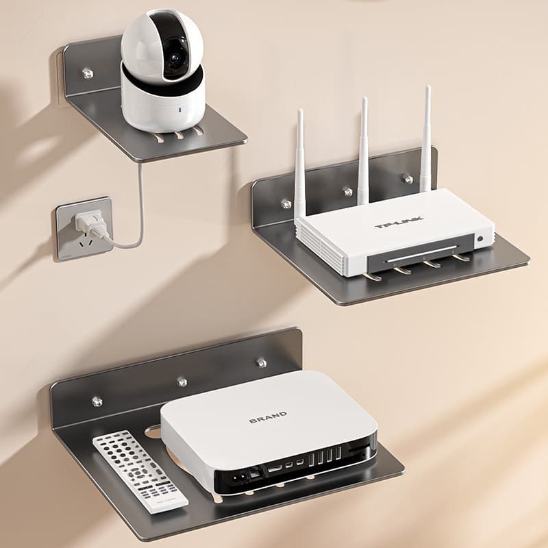 Suporte de parede, sem necessidade de furação, prateleira de armazenamento para roteador ao lado da cama, suporte de par