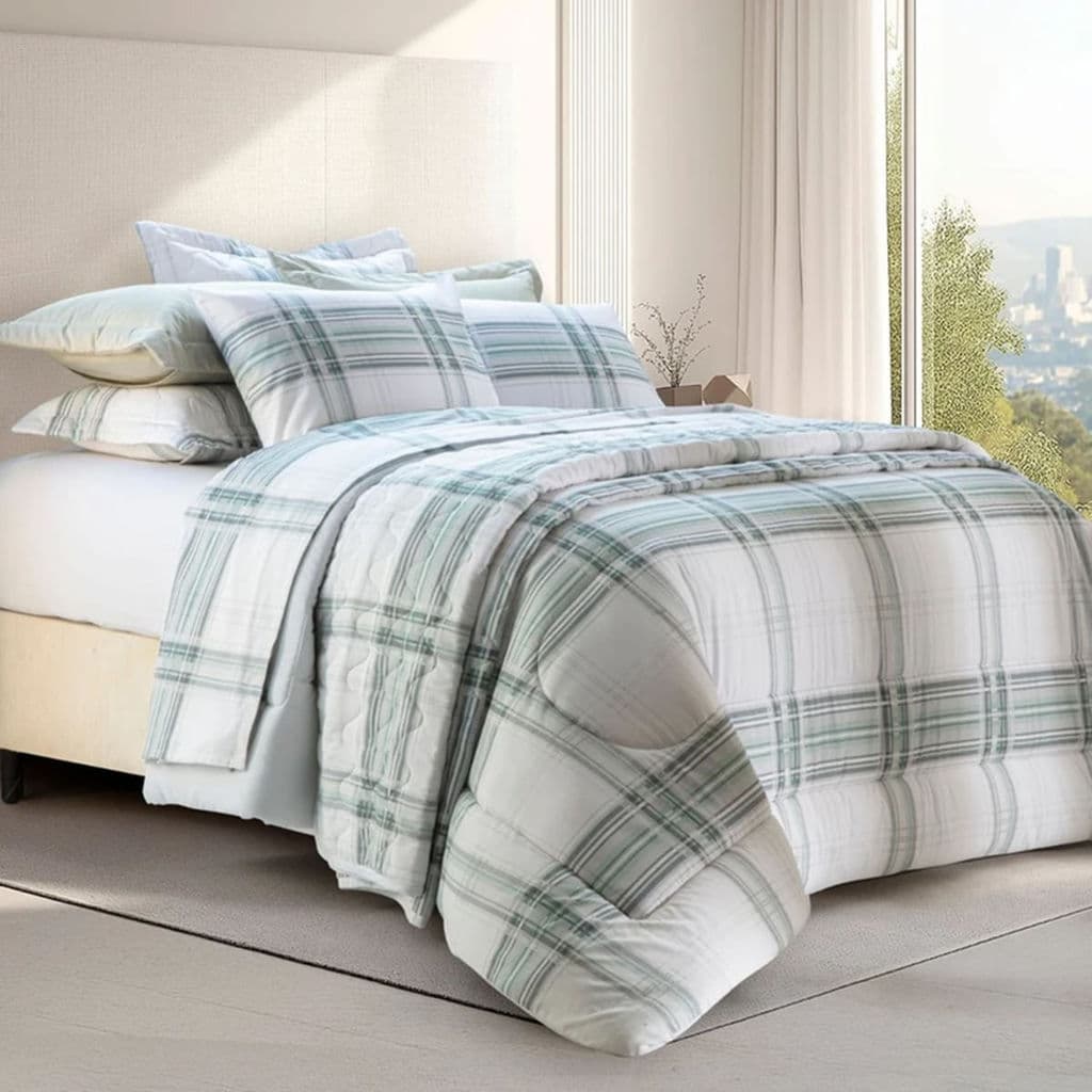 Jogo de Cama 4 peças Kacyumara Casal Xadrez Verde