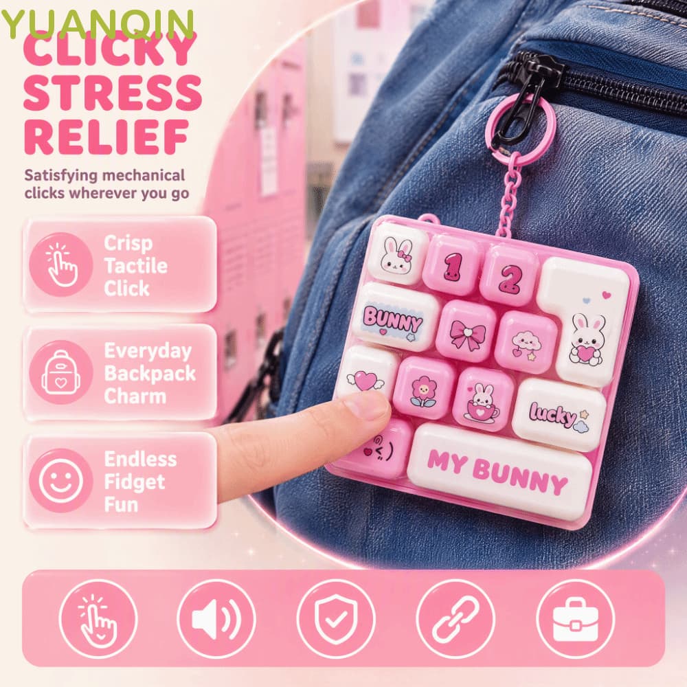 Chaveiro De Teclado Mecânico YUANQINZT , Teclas Clicáveis , Padrões De Animais , Sons Mecânicos
