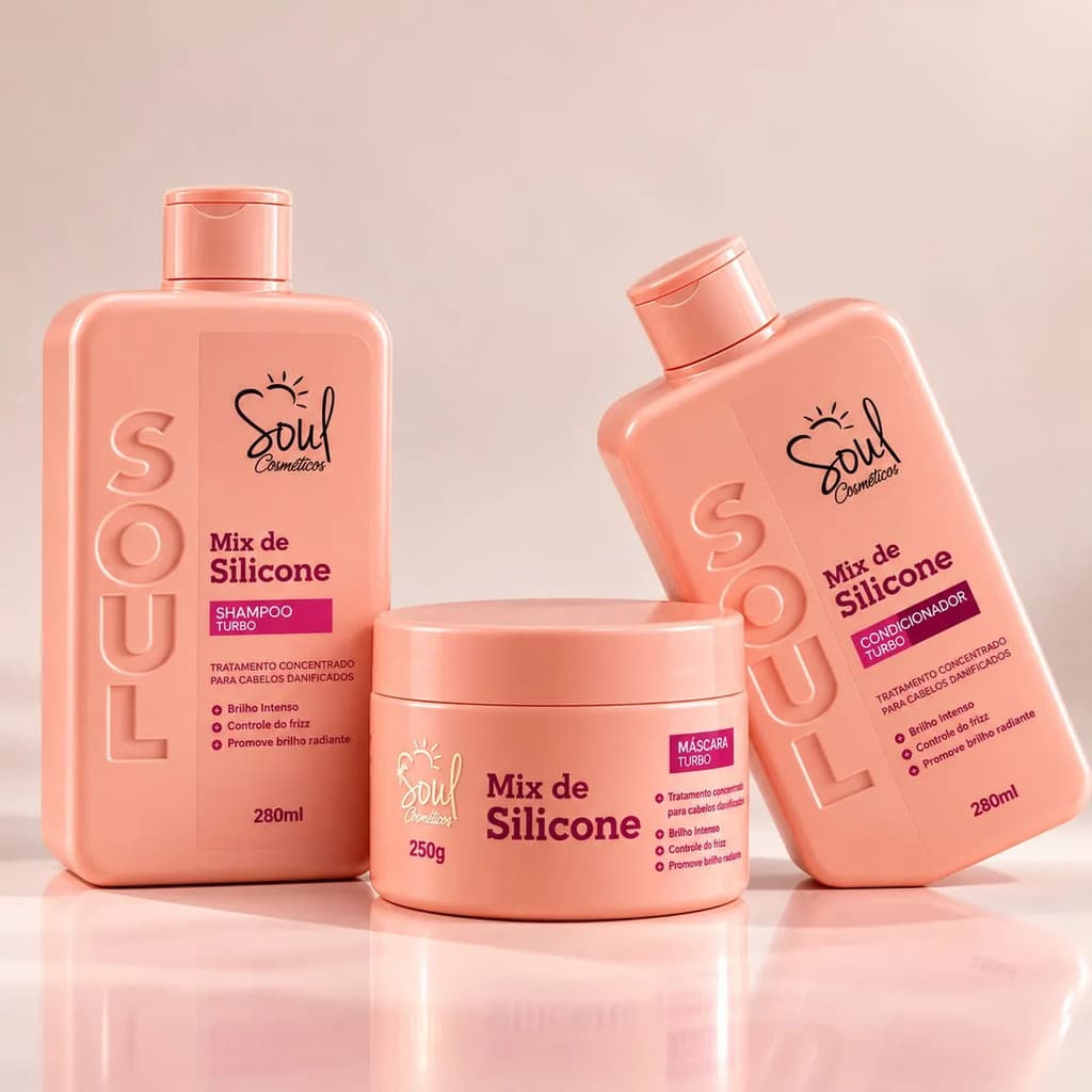 Kit Capilar 03 Itens Mix De Silicone Soul Cosmeticos Shampoo Condicionador Mascara Hidratante