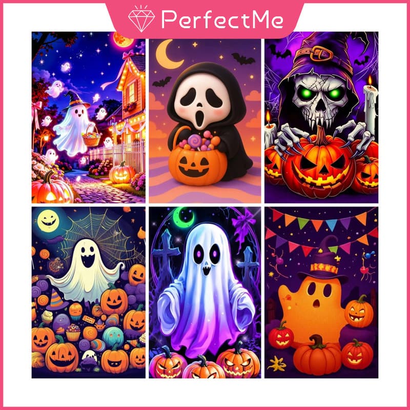 Pmhalloween Pumpkin 5D DIY Pintura Diamante/A Óleo Digital Ponto Cruz De Cristal Full Round Diamond Mosaic Bordado Kit S