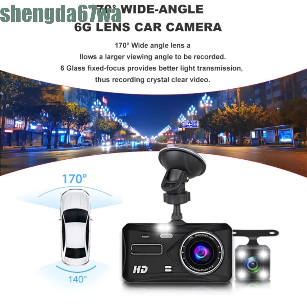 SHENGDA DVR Para Carro , Tela Sensível Ao Toque FULL HD 1080P Dash Cam , Câmera Frontal E Traseira Gravador De Vídeo Dig