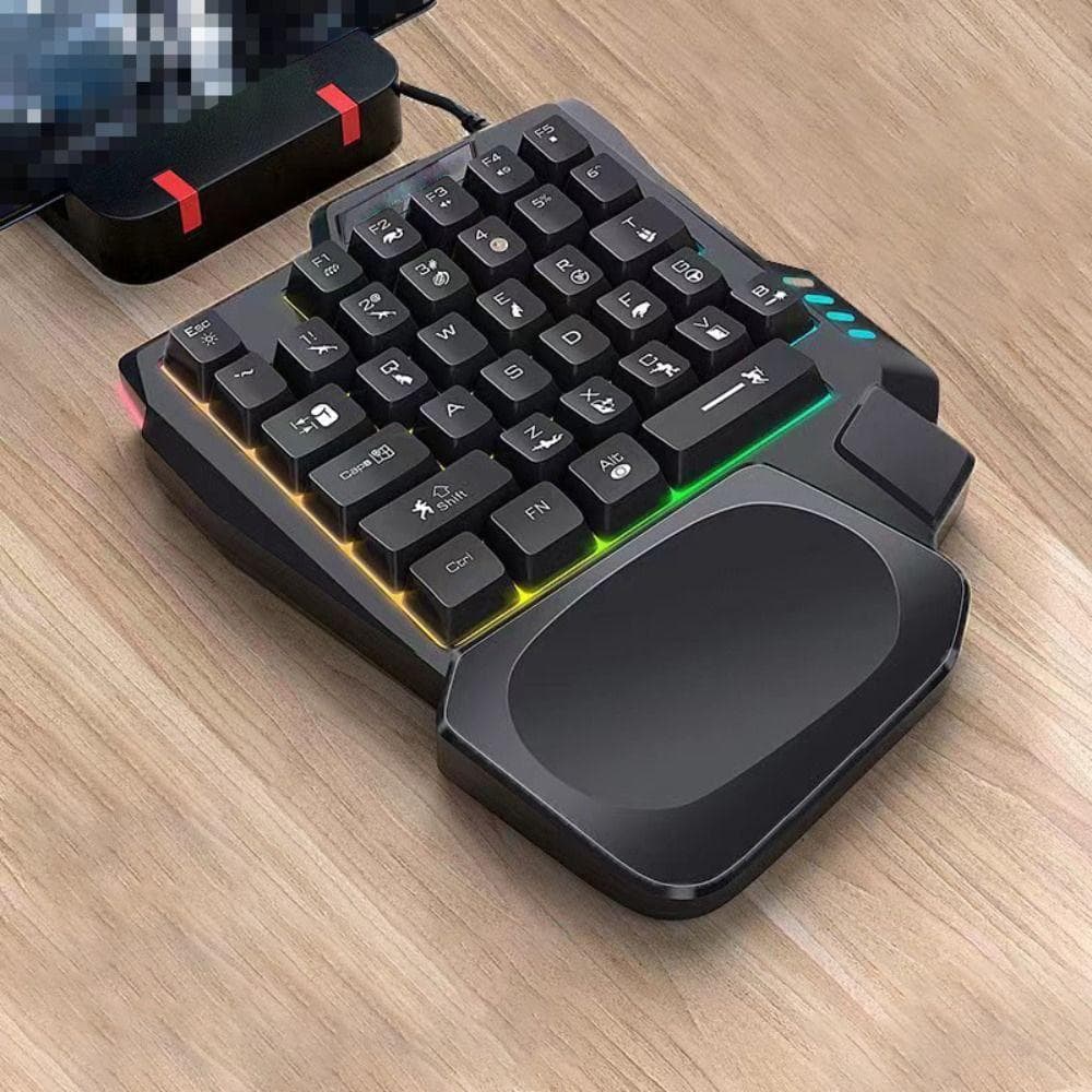 Teclado De Mão Única , USB Ultrafino Com Uma Mecânico Para Jogos Luz De Fundo De 3 Cores Fio