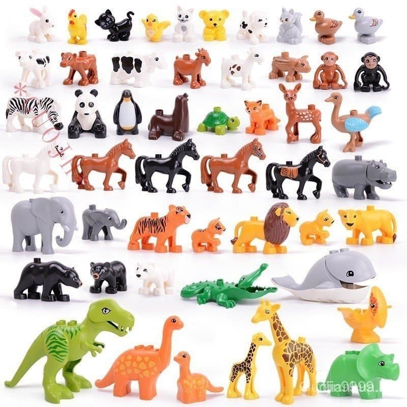 Conjunto de blocos de montar de animais, compatível com o sistema de encaixe duplo do LEGO, série de blocos de montar co