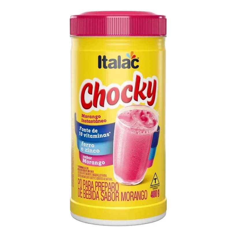 Pó Para Bebida De Morango Italac Chocky 400g Achocolatado Sabor Morango Para Leite E Lanches Infantis