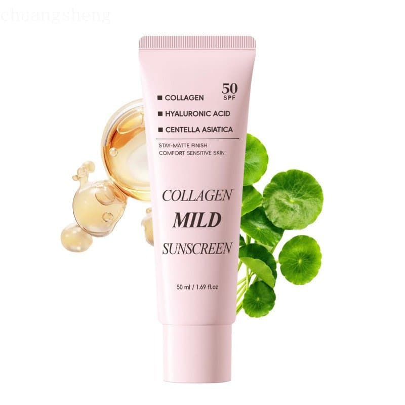 Protetor Solar Facial com Colágeno e Centella SPF 50, Proteção de Amplo Espectro, Protetor Solar Facial Hidratante com P