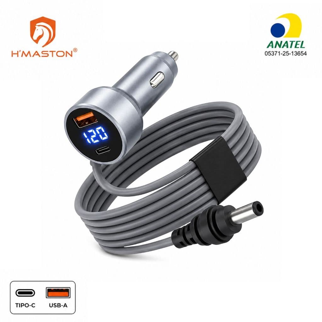 Carregador Veicular para Starlink Mini com Display Digital 3 metros 12V/24V H'Maston MNSX-3M