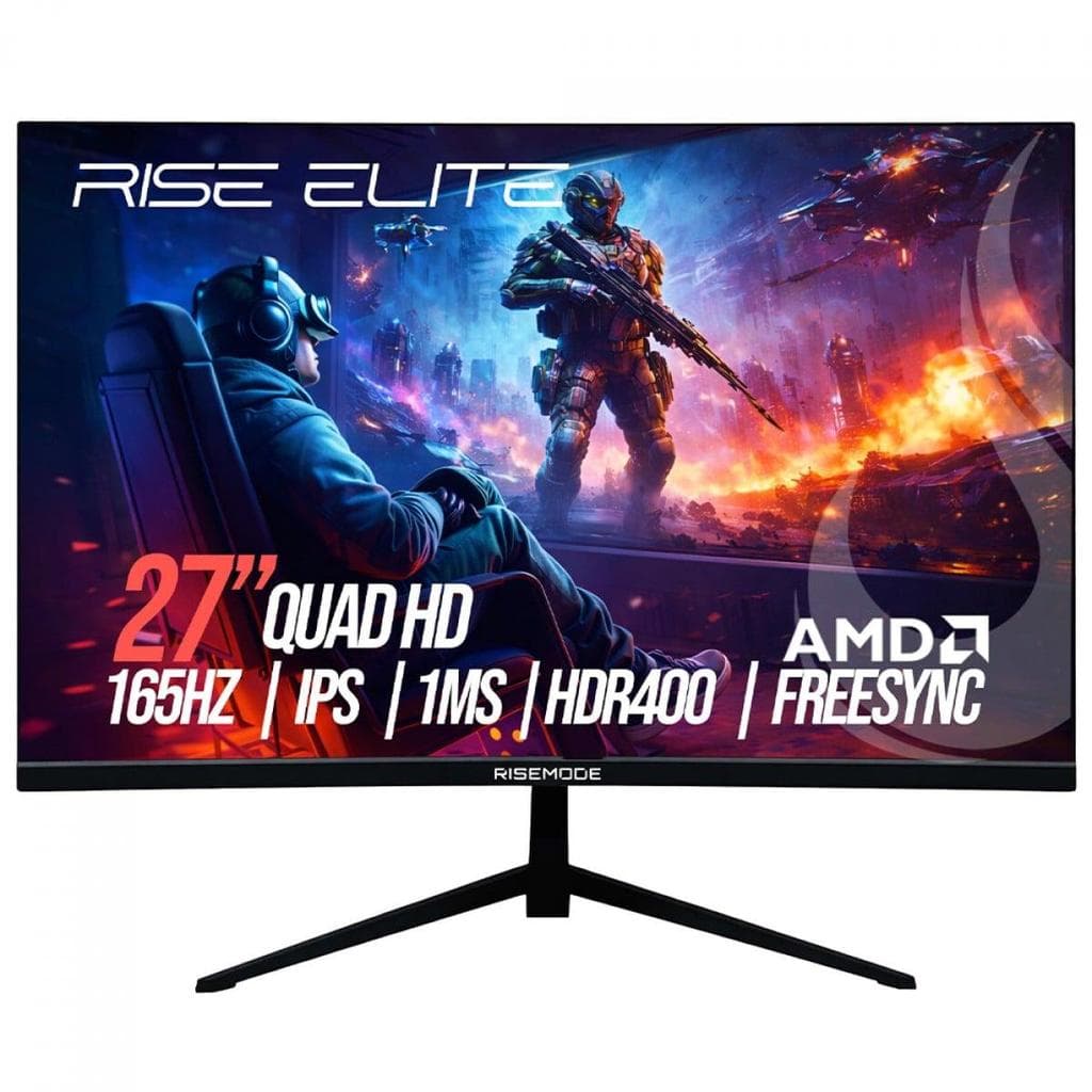 Monitor Gamer Rise Mode Elite, 27 Pol, Quad HD, IPS, 165Hz, 1ms, 99% sRGB, HDMI/DP, FreeSync, RM-MOG-27F1652K-B