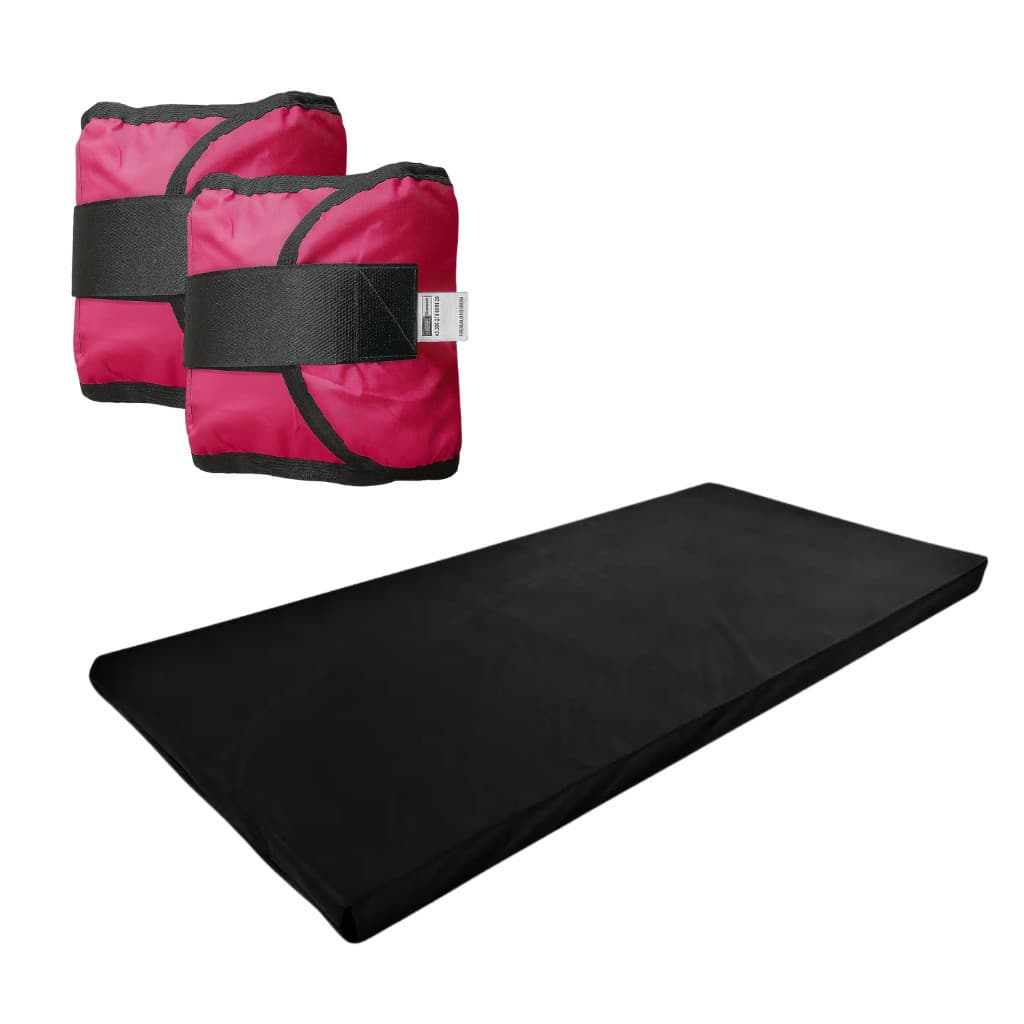 - Promo! KIT: Caneleira Rosa Par de 4kg + Colchonete Preto - Treino/Academia/Musculação/Fisioterapia