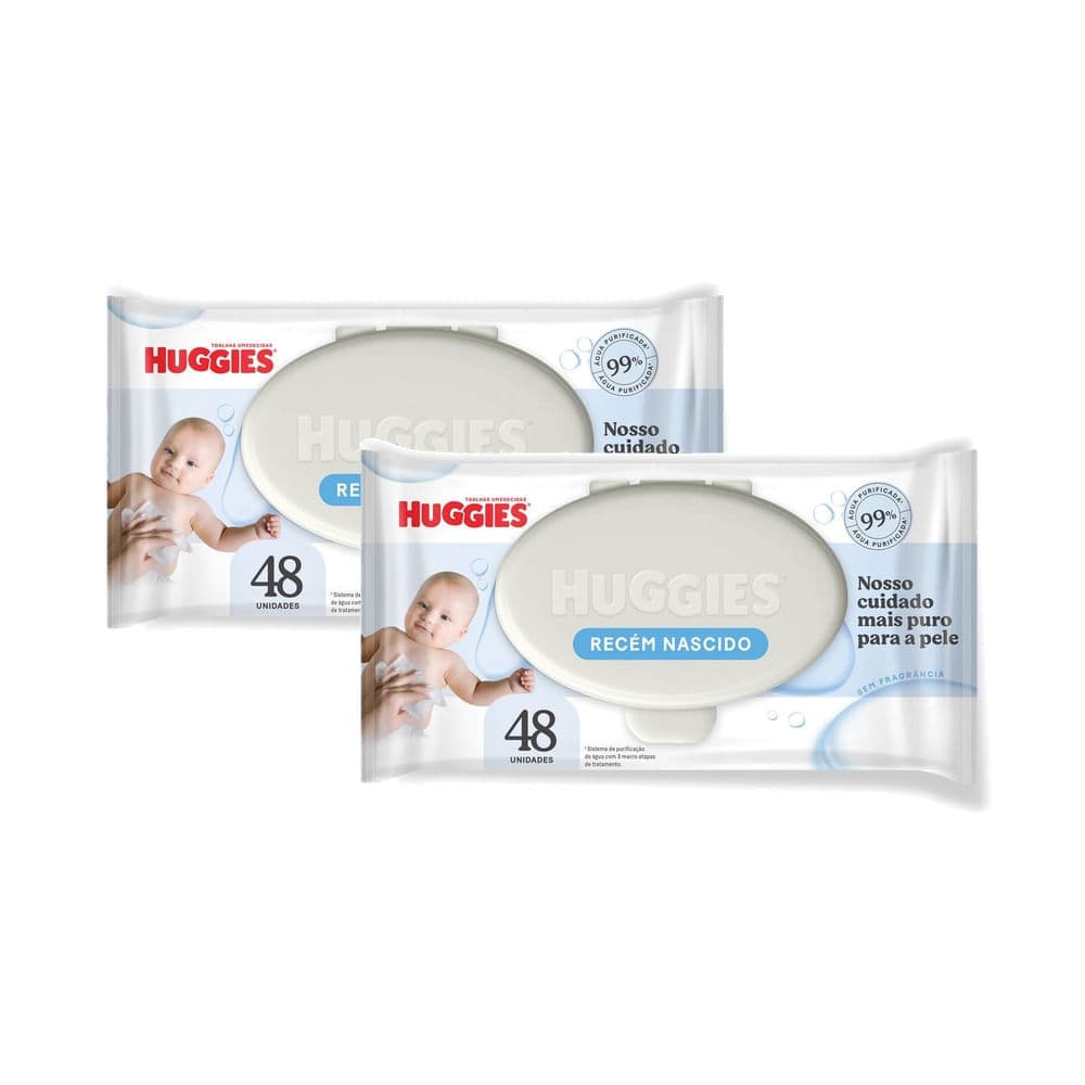 Kit 2 Lenços Umedecidos Huggies Recém Nascido 48 Unidades