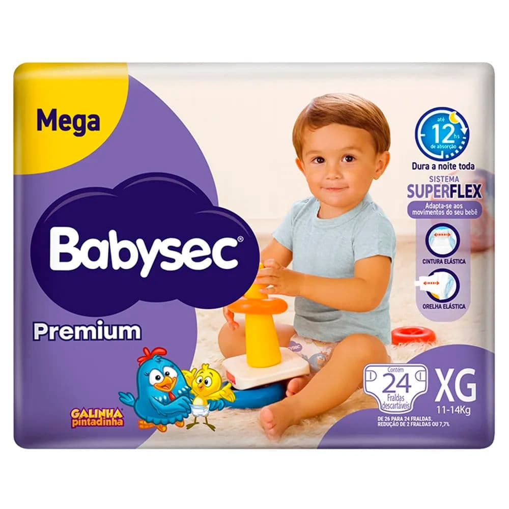 Fralda Descartável Babysec Galinha Pintadinha Premium XG  24 Tiras