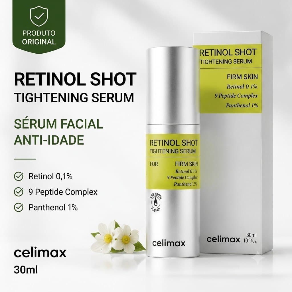 celimax Retinol Shot Tightening Serum 30ml Original | Sérum Facial com Retinol 0,1% e Peptídeos | Anti-idade Firmador